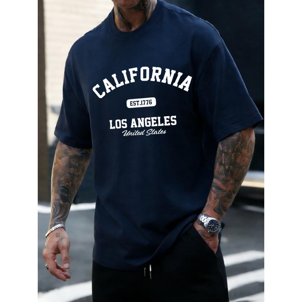 California Los Angeles Est 1776 Men T Shirts Retro Fashion Soft Short Sleeve Summer Comfortable T-Shirt Unisex Loose Top