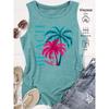 Colorful Palm Tree Print Loose Women Beach Sleeveless Tank Top