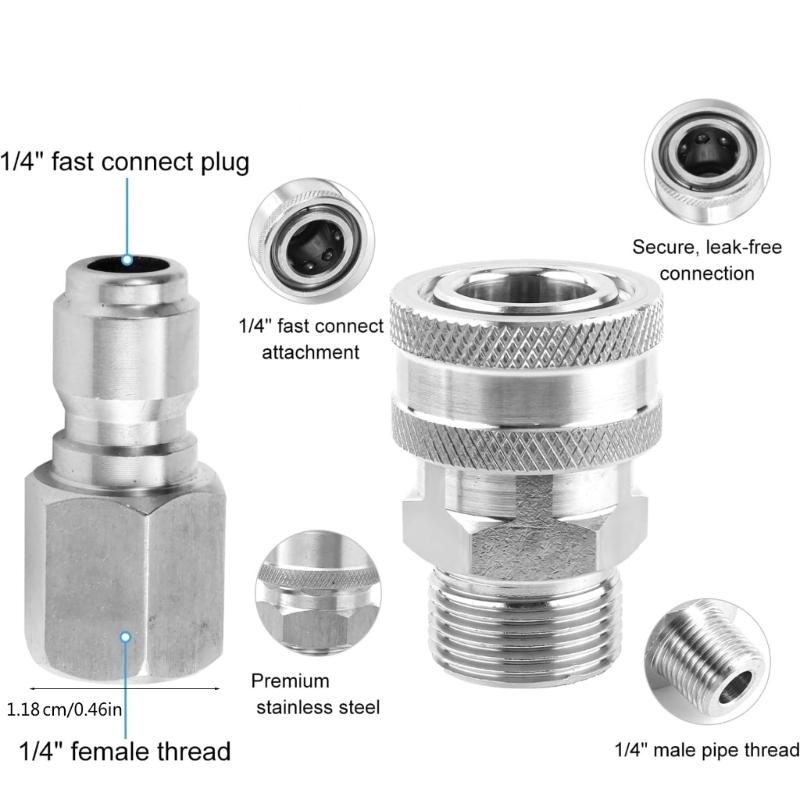 Pressure Washer Quick Connect Parts, NPT Water Sprayer Guns Hose Adapters Attachments for Outdoor Rustproof Garden Tool