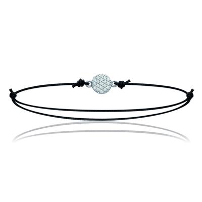 [L0777] - Bracelet Argent 'Sissi' blanc noir - 7 mm