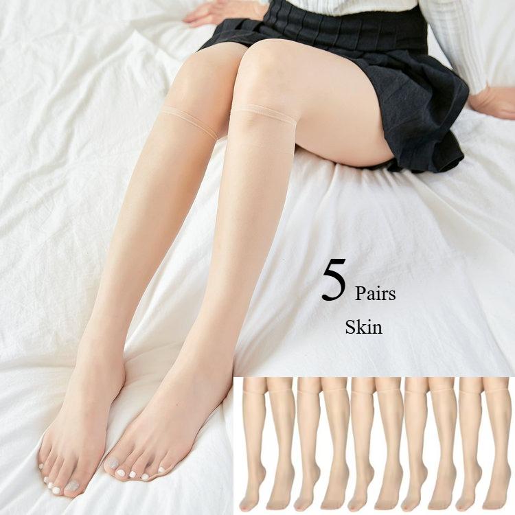Summer Ultra-Thin Invisible Thigh-High Socks Nude Seamless Mid-Calf Short Socks For Women Anti-Snag Sheer Stockings 1-30 Pairs
