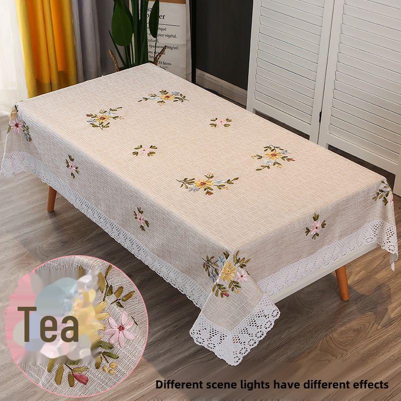 

Современная прямоугольная скатерть из хлопка и льна с ручной вышивкой, цвет свежий белый 90x150