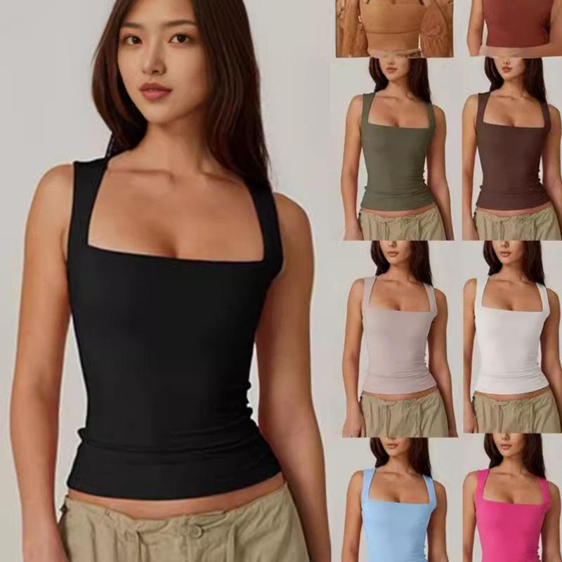 

2025sleeveless Double-layer Vest Basic Tight Fitting T-shirt A lot of In Stock L