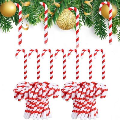 6/12/24Pcs Christmas Decoration Plastic Candy Canes DIY Hanging Xmas Tree Ornaments for Home Decor Party New Year Gift Accessory