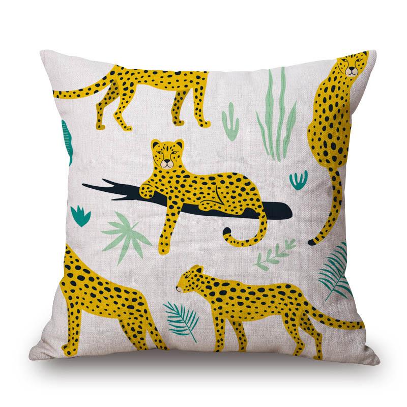 Dschungel Tiger Leopard Tiere Malerei Kissenbezug Heimdeko Kissenbezüge Dekorative Kissen für Sofa Kissenbezug