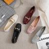 -I-shaped buckle--square head flat bottom comfortable small leather shoes soft leather soft sole patent leather buckle embroidery thread