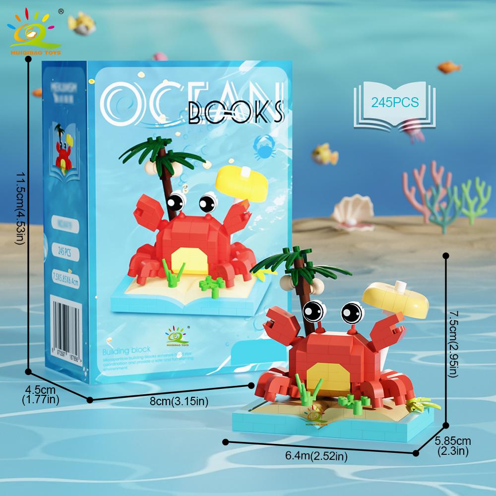 

MOC Ocean Series Micro Construction Brick Orcas Lantern fish Blue Whales Mini Block collection Toy designed for Children Desk Decoration