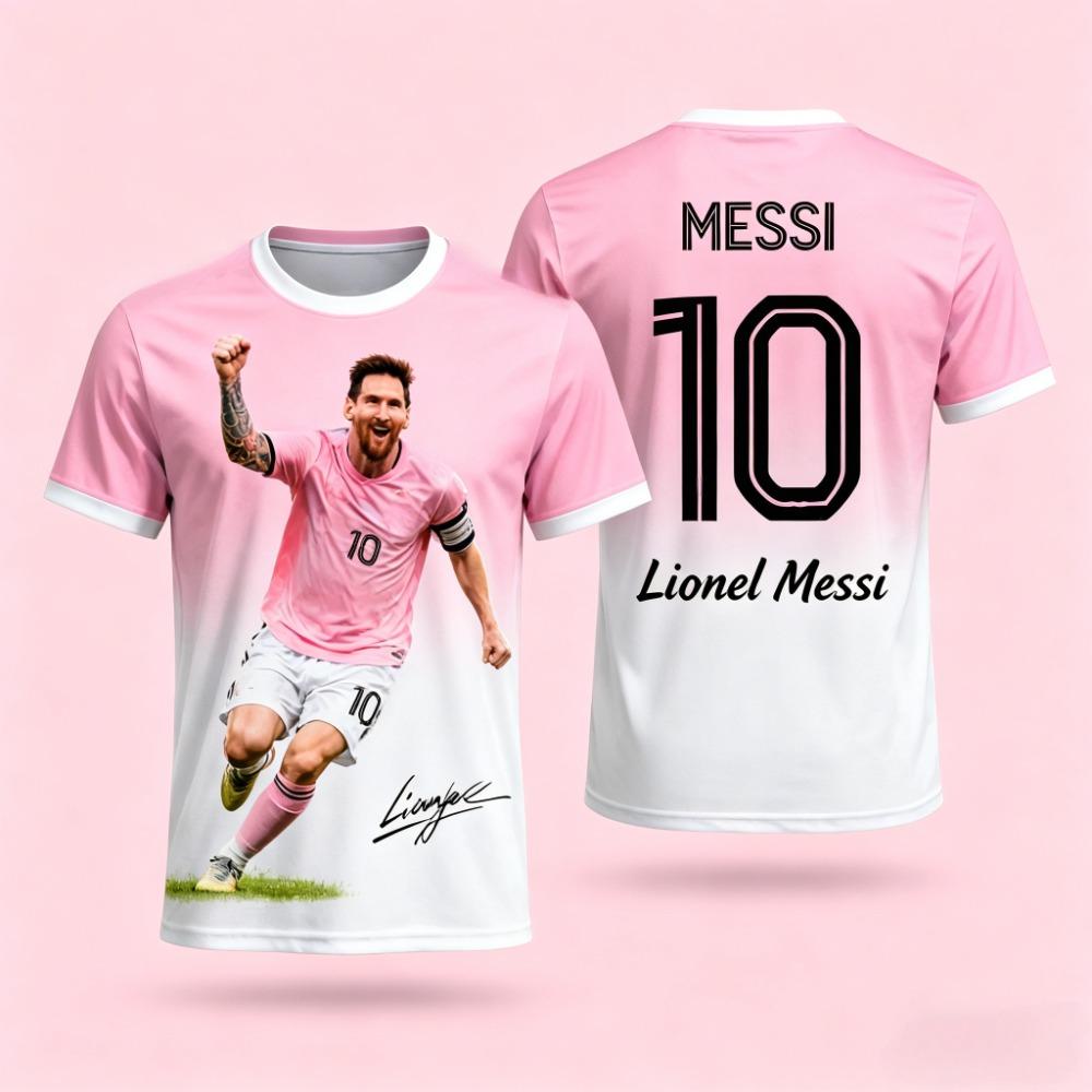 2026 MESSI 3DPrint Football T-shirt Summer Fashion Commemorative Jersey Style Casual Sports Top for Adults & Kids Full Sizes
