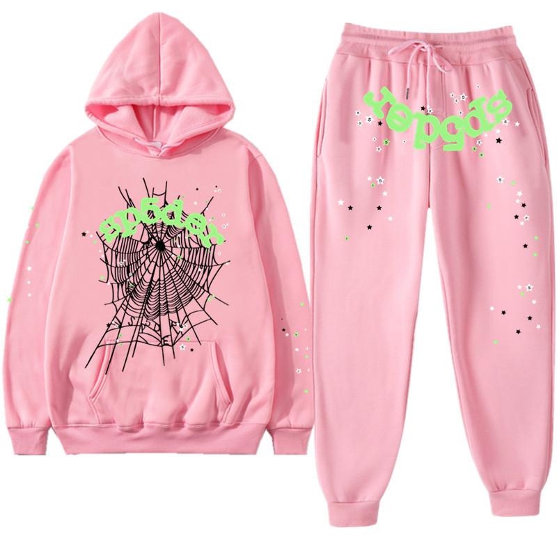 European and American Trendy Hip-hop Singer Letter Sp5der Printed Couple Sweater Men's and Women's Hoodies Sweatshirt Set