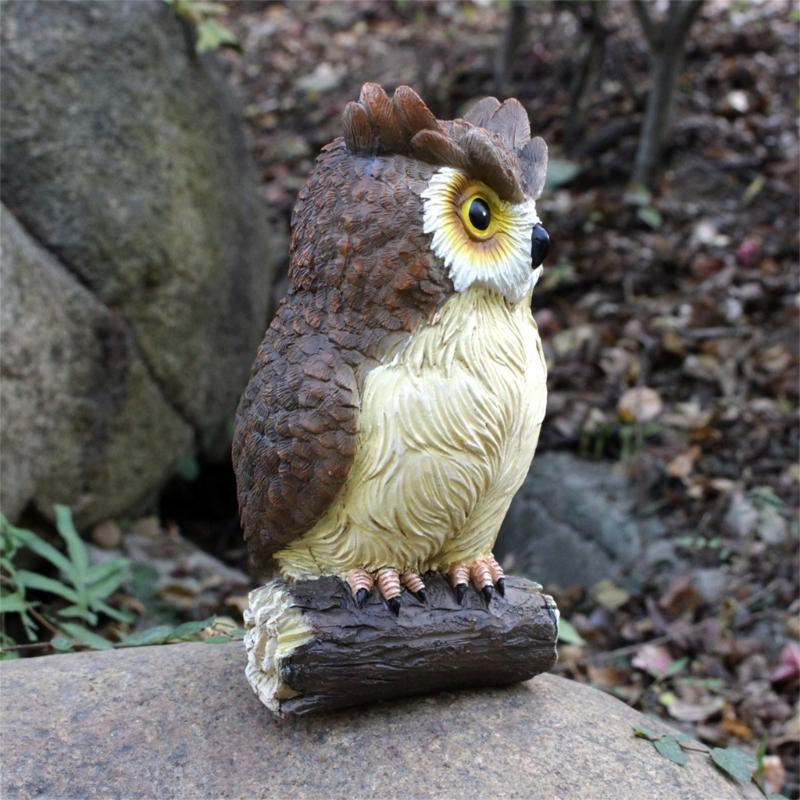 Waterproof Cute Miniatures Garden Display Ornament Desktop Figurines Decor Resin Fake Owl Sculpture for Courtyard Patios