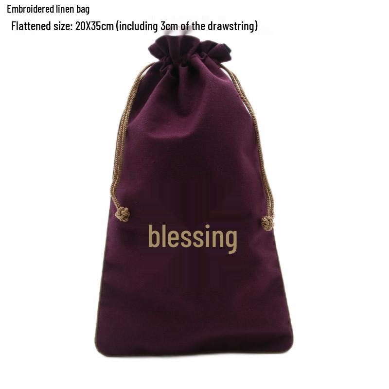 "Extra Large Embroidered Linen Drawstring Bag for Storage and Gifting"