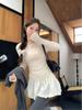 Women's Ballet-Style Long Sleeve Lace T-shirt: Waist-Cinching, Slimming, Mid-Length Layer for Autumn/Winter.