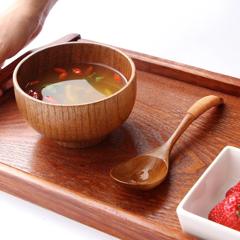 Holzlöffel-Set Japanischer Stil Langstiel Suppenlöffel Holzgeschirr Restaurant Küchengeschirr Zubehör