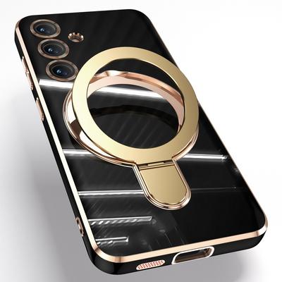 Luxury Metal Holder Case For Samsung Galaxy S25 Ultra S24 Ultra Plus Magnetic Shell Cover