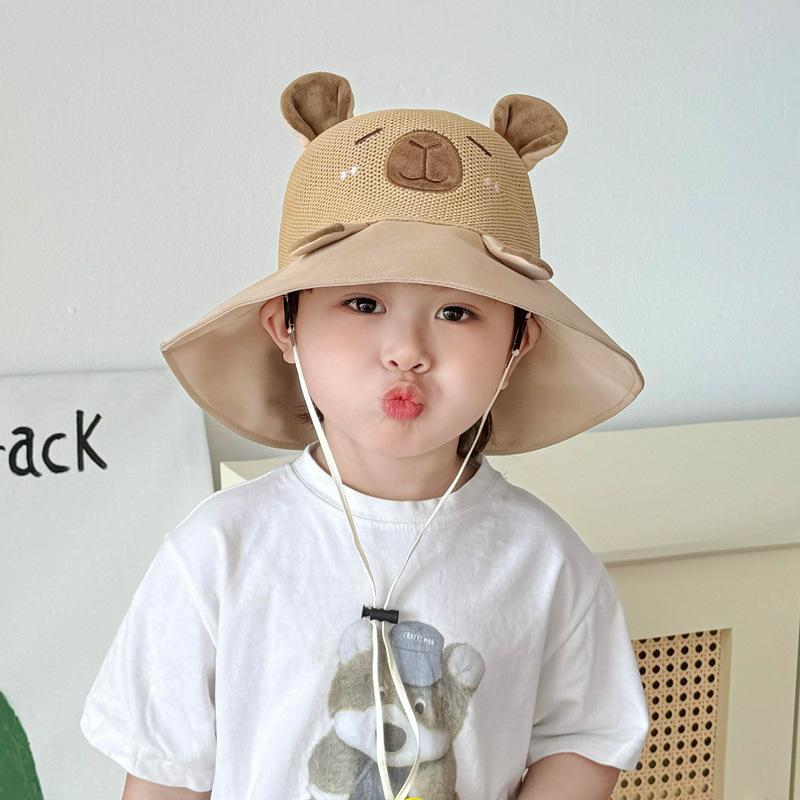 Children's Sun Hat Boys Cute Capybara Big Eaves Bucket Hat Summer Outdoor Sun Hat Girls Beach Hat