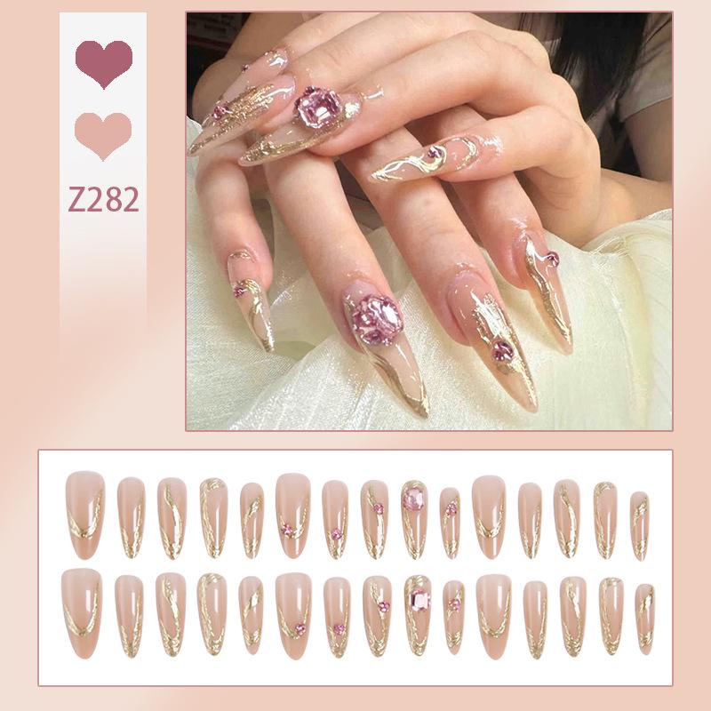 

Летние нюдовые наклейки для ногтей с бриллиантами: Продвинутые позолоченные кончики для маникюра Glue Version