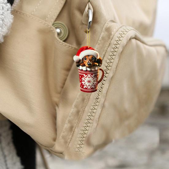 2025 Dackel in Tasse Adventskalender 24-Tage Weihnachts-Countdown-Box mit Acryl-Ornamenten Süßes Geschenk für Hundeliebhaber