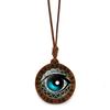 Eye of Horus Time Gem Pattern Wooden Base Pendant Retro Necklace Jewelry Small Gift