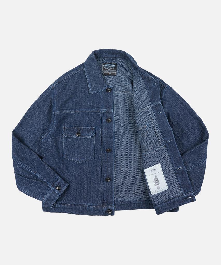 FRIZMWORKS Sashiko Denim Trucker Jacket _ Indigo