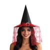 Halloween Witch Hat with Silver Buckle  Veil Kids Adult Cosplay Costume Prop Spooky Party Headwear