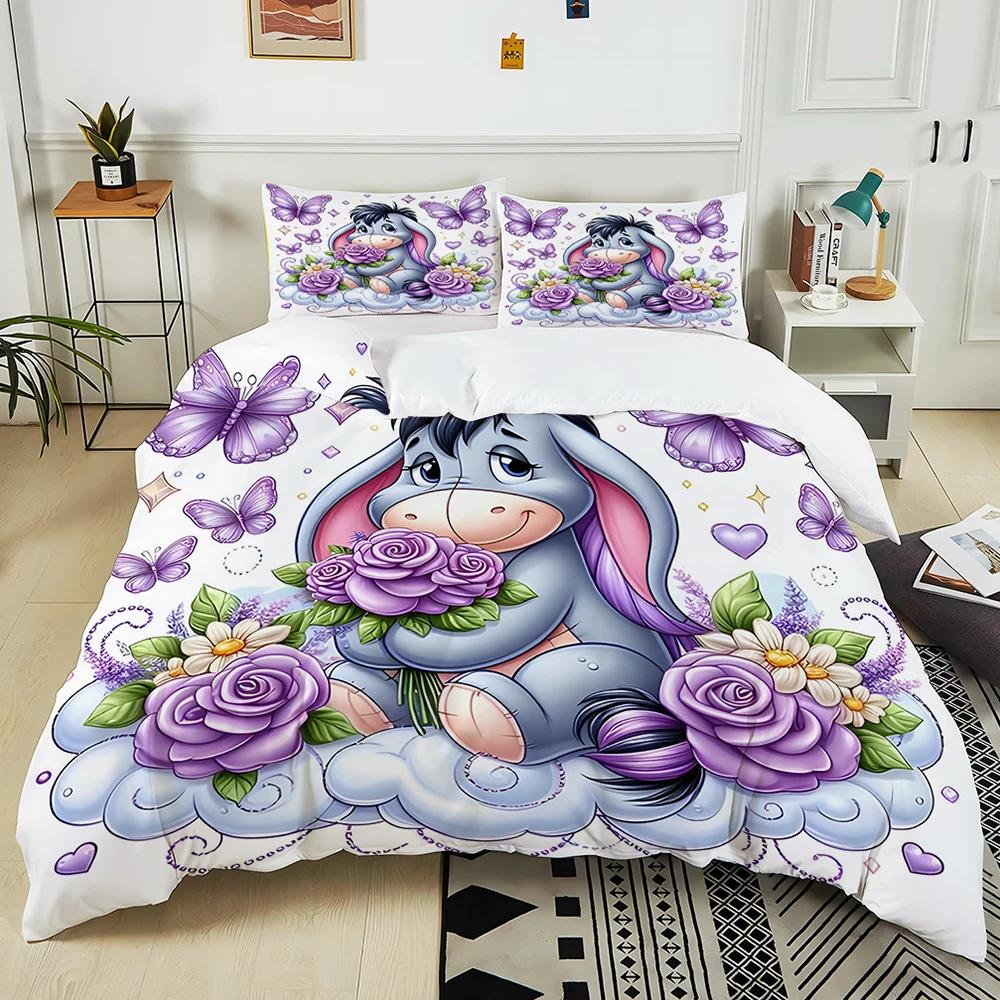 Winnie The Pooh Eeyore Printed Bedding Set 3Pc 1 Duvet Cover 2 Pillowcases Adult And Children Warm Soft Bedding Set Luxury Gift