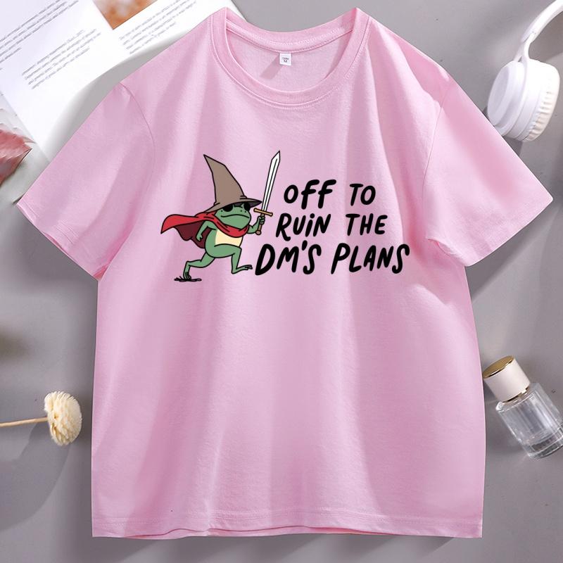 Funny DnD T Shirt Unisex Women Off To Ruin The DM's Plans T-shirts Funny Frog Meme Wizard Knight Cat T-Shirt Unisex Women Streetwear