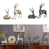 2x Reindeer Figurines Elegant,Nordic,Resin Sitting Standing Deer Statues Sculpture Deer Ornaments for TV Stand Tabletop Office