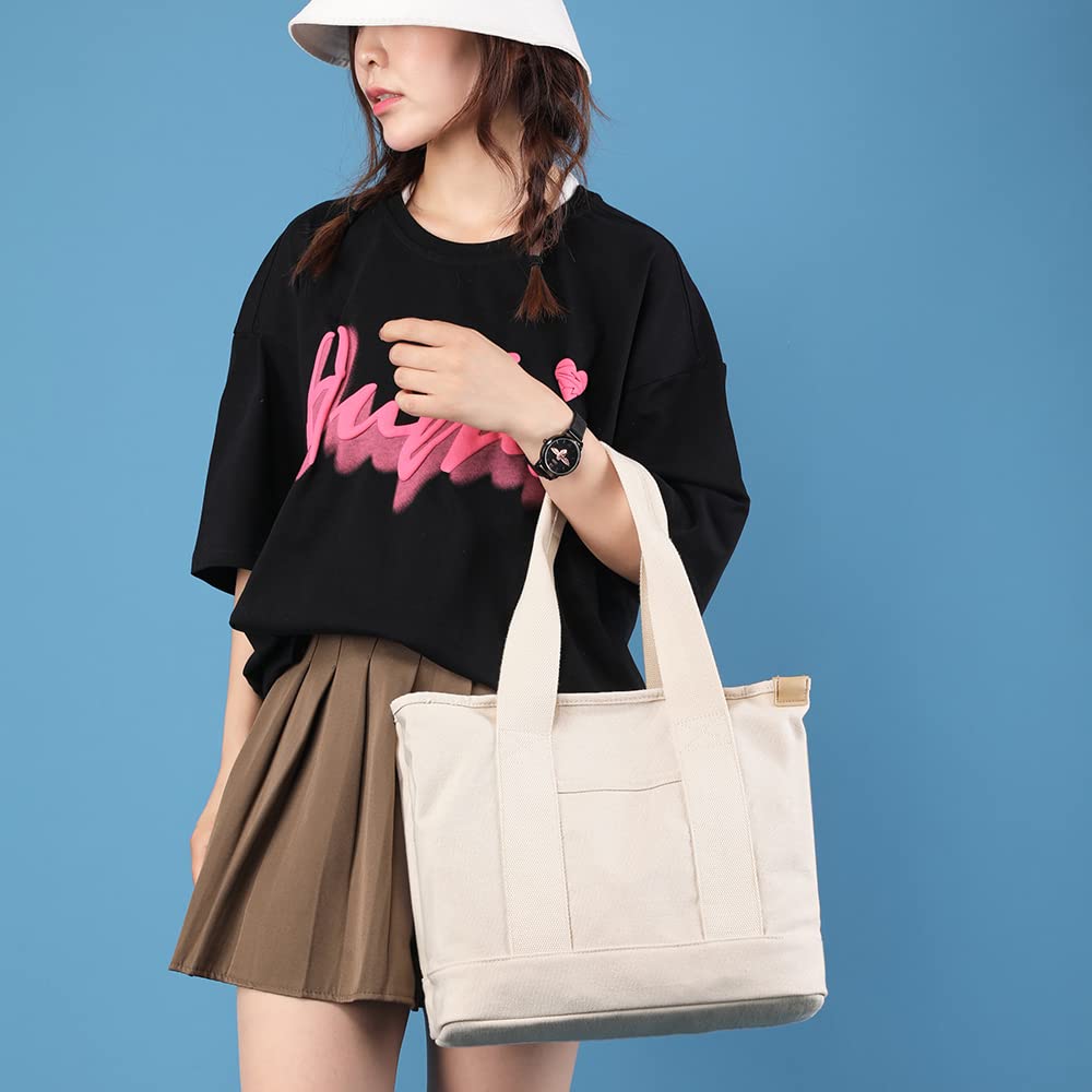 Tote Bag for Large Capacity A4 Size Wide for Travel and Commuting [zhongningyifeng] Women, Canvas, Divider, Handbag, Stylish, Cute, Lightweight,