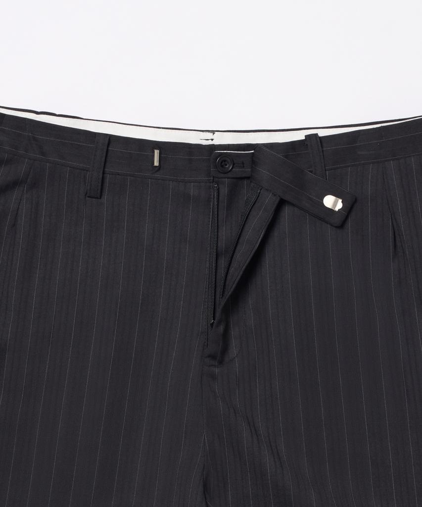 Deossingindeeodeeo Fine Pinstripe Straight Wide Slacks Black