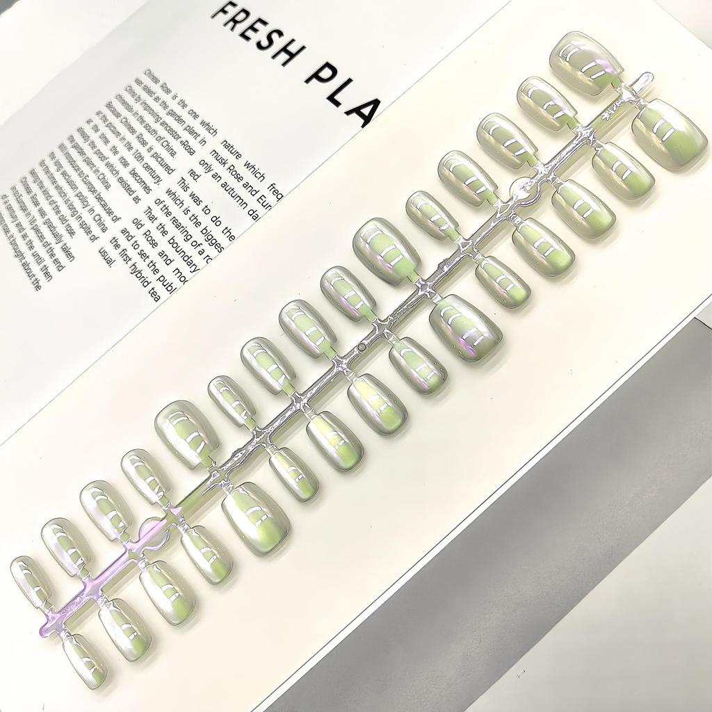 Aurora Cat-Eye Gradient Blush Electroplated Nail Tips