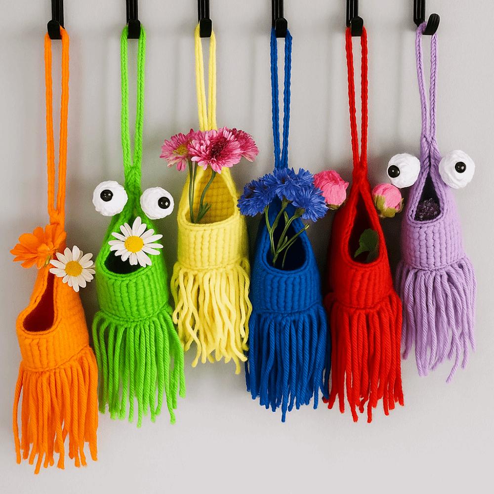 Lobster-Shaped Crochet Plant Hanger Cotton Woven Crochet Car Hanger  for Home