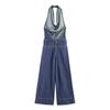 European and American Style, New Women's Clothing, Foreign Style, Fashionable Neck-hanging Denim Jumpsuit 7147030