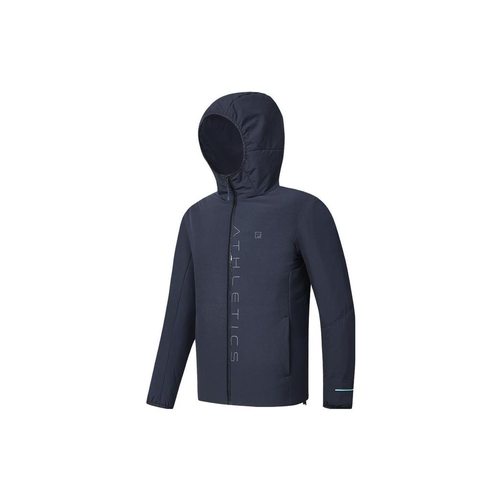 FILA Letter Print Hooded Fitness Cotton Jacket Men Jacket Royal-Blue A11M411904F-NV