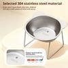15° Tilted Elevated Cat Dog Bowl, 304 Stainless Steel Pet Food Water Dish with Non-Slip Base Healthy Feeding
