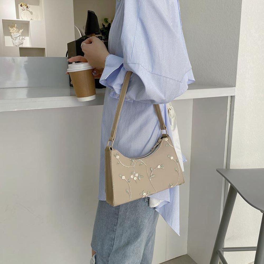 Handbag Embroidery PU Leather Shoulder Bags Korean Handbag Women Underarm Bag Mini Messenger Bags
