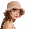Plush Fisherman Cap Thick Warm Fluffy Winter Cap Fashionable Winter Bucket Hat  Cold Weather