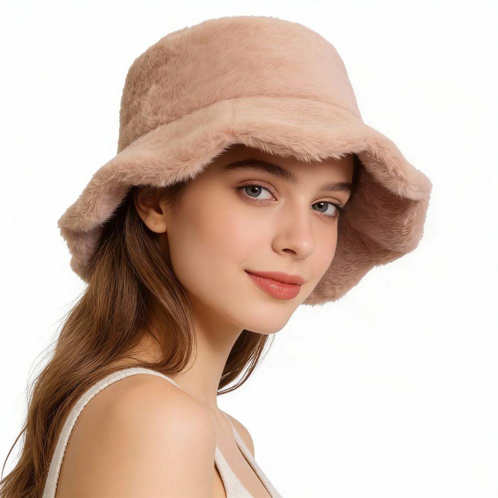 Plush Fisherman Cap Thick Warm Fluffy Winter Cap Fashionable Winter Bucket Hat Cold Weather