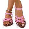 Fashion 2025 New Ladies Shoes Elastic Band Women's Sandals Fashion Open Toe Casual Summer Plus Size Light Comfortable Flat Sandals