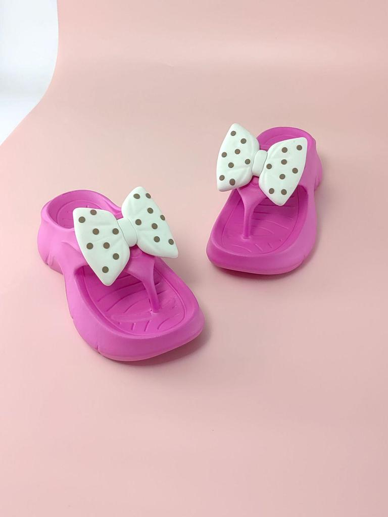 Women's Summer Polka Dot Bow Tie Sandals - Fashionable Thick Sole EVA Flip-Flops
