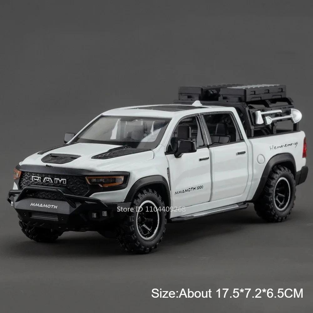 1:32 HILUX RAM MAMMOTH Model Car Toy Alloy Diecast Sound Light Pull Back Shock Absorption Off-road Pickup Vehicle Boys Gifts