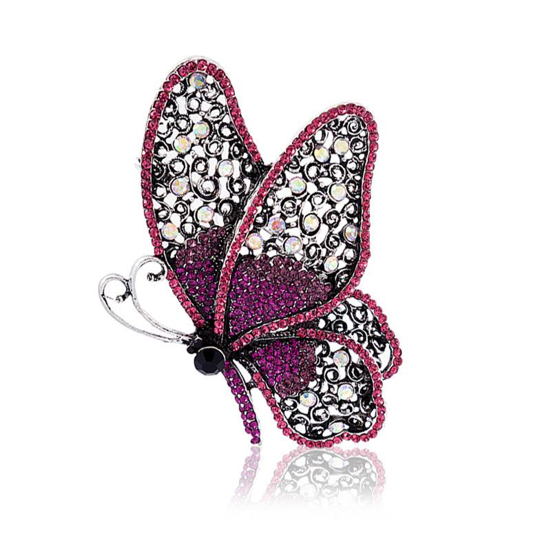 Personalisierte mit Diamanten besetzte Metallbrosche Kragenstift Kollektion, High-End Anti-Licht Blume Schmetterling Krone Brosche