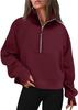 Shoulder Sleeves, Women's Autumn and Winter Fleece Loose Jacket, Half Zip Shirt, Long Sleeved Sweatshirt