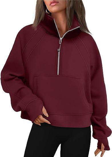 Shoulder Sleeves, Women's Autumn and Winter Fleece Loose Jacket, Half Zip Shirt, Long Sleeved Sweatshirt