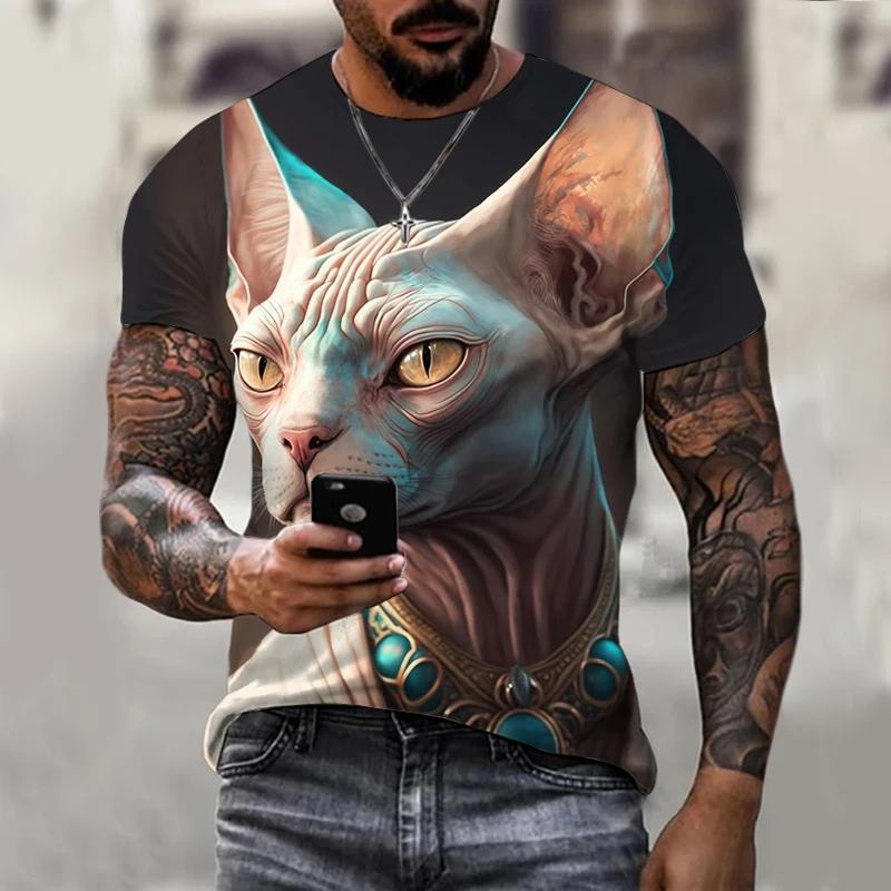 Summer Round Neck 3D Funny Dog Print Top Fashionable Casual Short Sleeved Men's T-shirts
