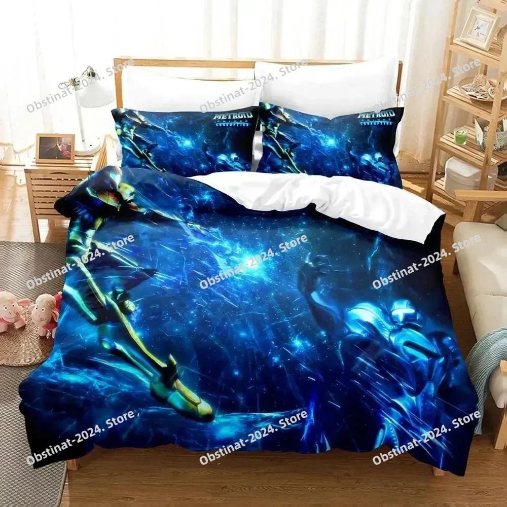 Metroid Prime Corruption Bedding Set Printed Bed Set Duvet Cover Sheet Pillowcase Bed Soft Quilt Cover Full Queen King Size
