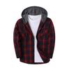 Men's Fall-Design Hooded Checkered Sweatshirt, Flannel Hoodie