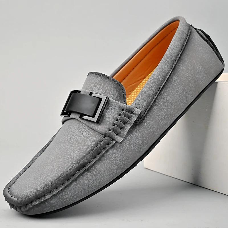 Suede Leather Mens Driving Footwear Slip On Man Formal Shoes High Quality Men Shoes Driving Lazy Loafers Moccasins Big Size 49