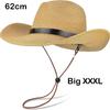 2024 New Large Size 62cm Foldable Men's  Women's  Big Head Straw Headgreat Sun Hat Men's Summer Beach Sun CapTrendy Top Panama