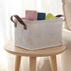 Cotton-Linen Storage Basket With Handle Japanese Style Desktop Storage Basket Children's Toy And Miscellaneous Storage Box