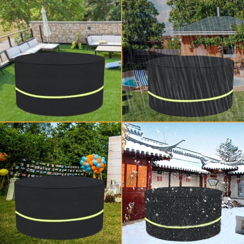  Weatherproof Round Table Cover with Reflective Strap Patio Furniture Cover